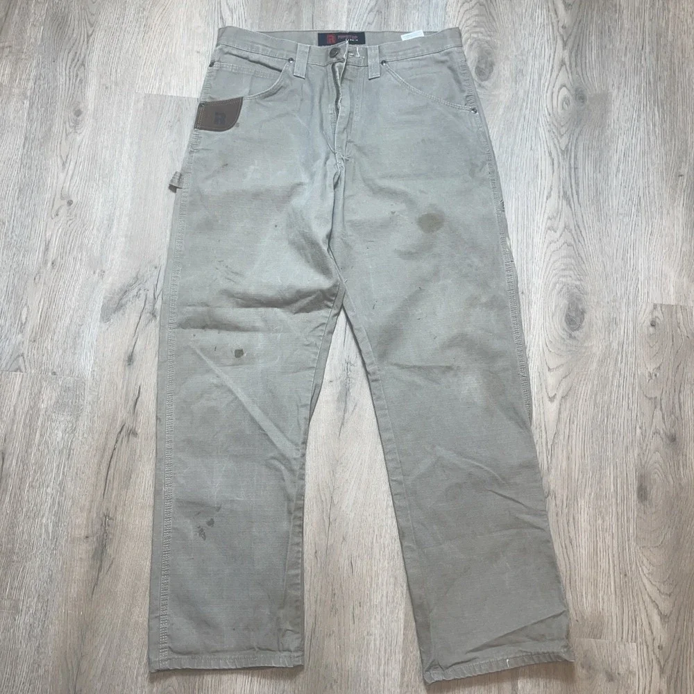 Wrangler RIGGS Workwear Carpenter Pants Mens 33x32 Green Utility Pockets Work